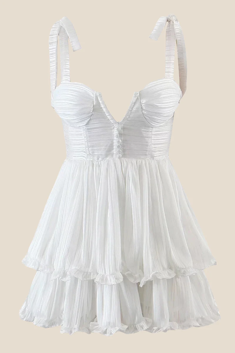 Light Blue Button Front Tiered Short Dress - Image 3