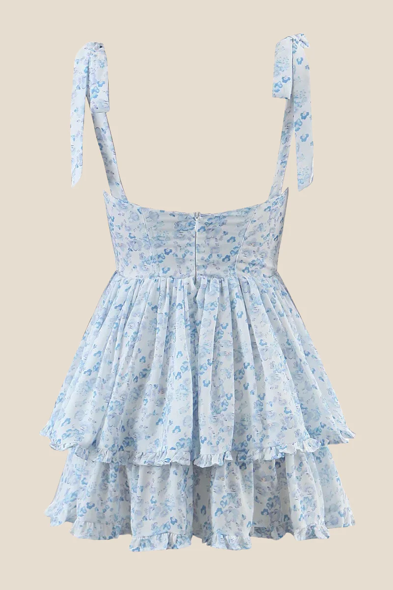 Light Blue Button Front Tiered Short Dress - Image 6