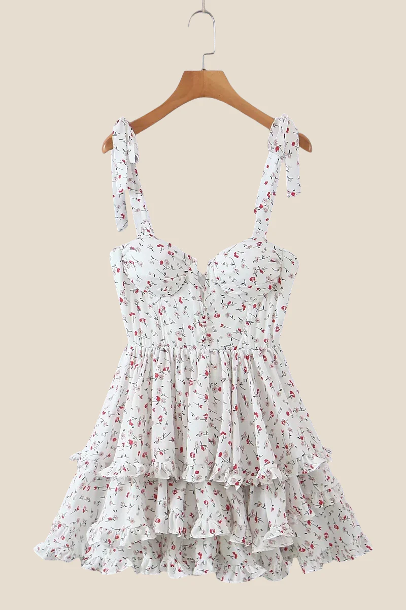 Light Blue Button Front Tiered Short Dress - Image 7