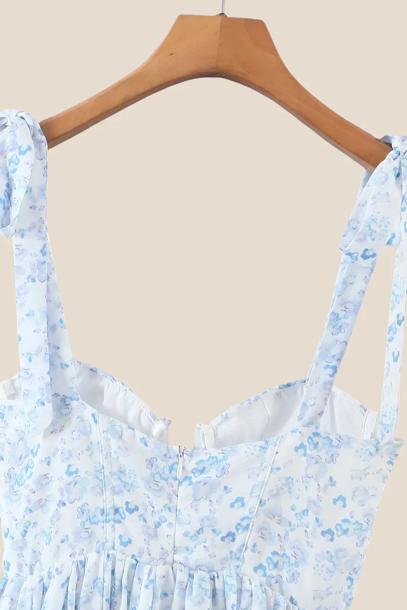 Light Blue Button Front Tiered Short Dress - Image 9