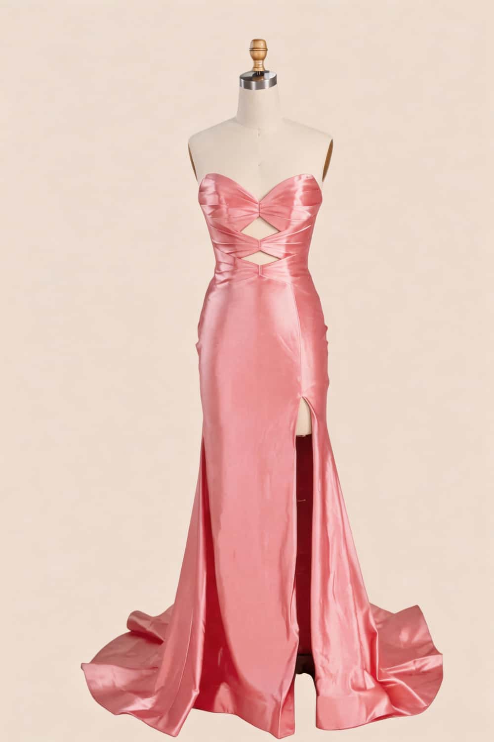 Light Blue Double Keyholes Satin Mermaid Prom Dress - Image 10