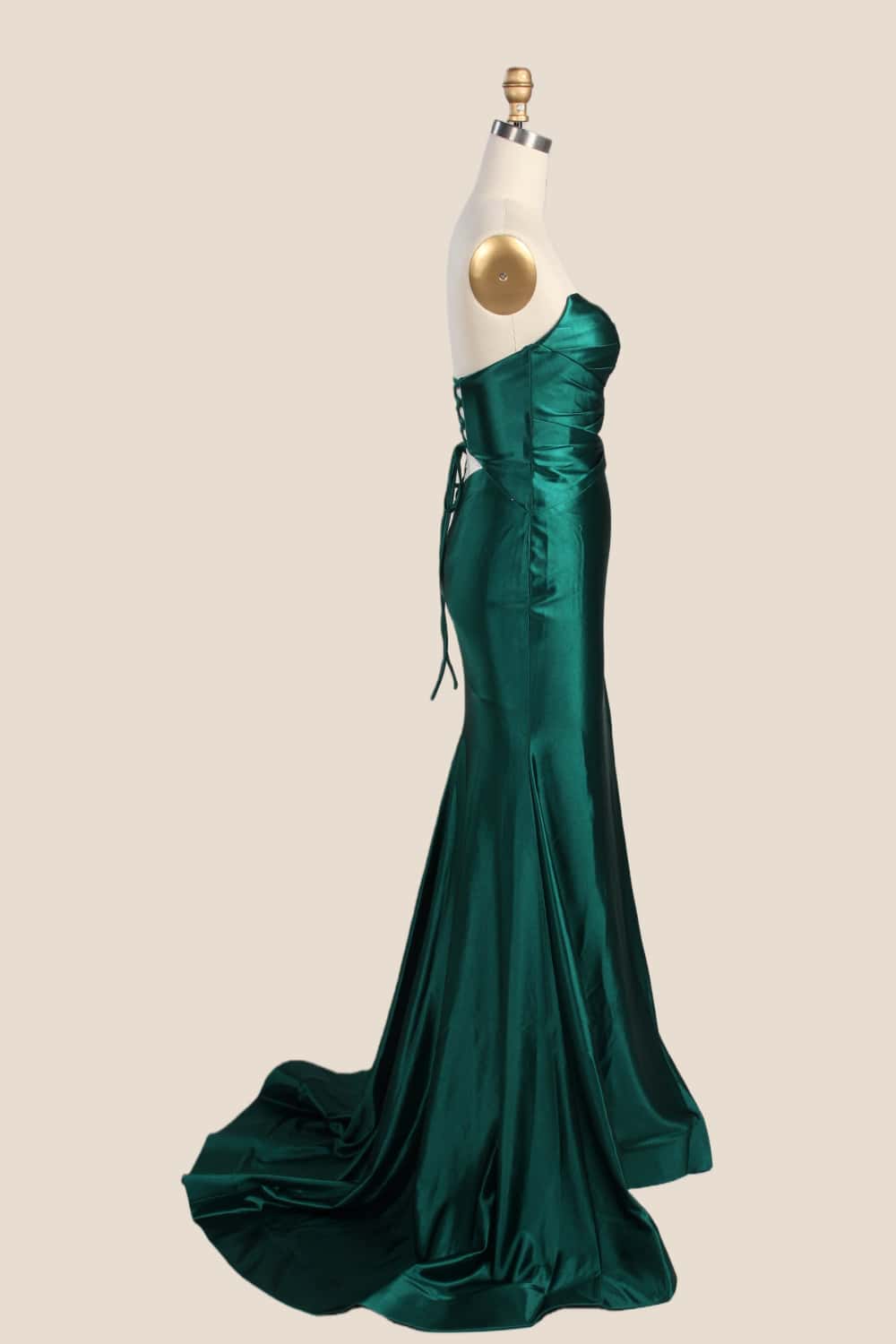 Light Blue Double Keyholes Satin Mermaid Prom Dress - Image 11