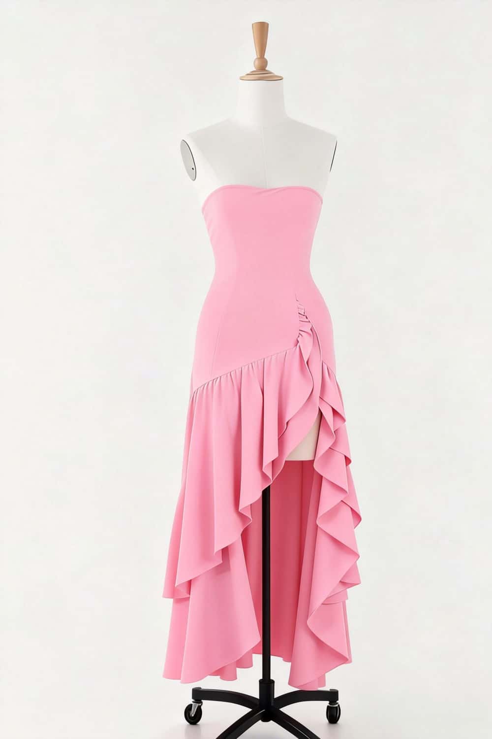 Light Blue Ruffle Fitted Long Dress - Image 3