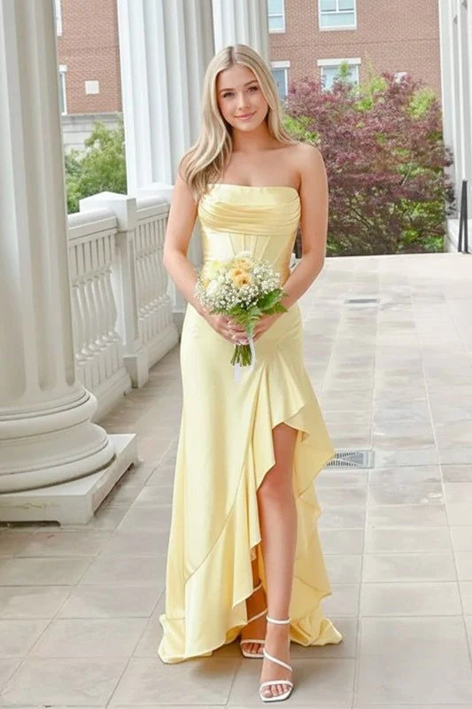 Light Blue Satin Cowl Neck Frill Slit Long Dress - Image 16