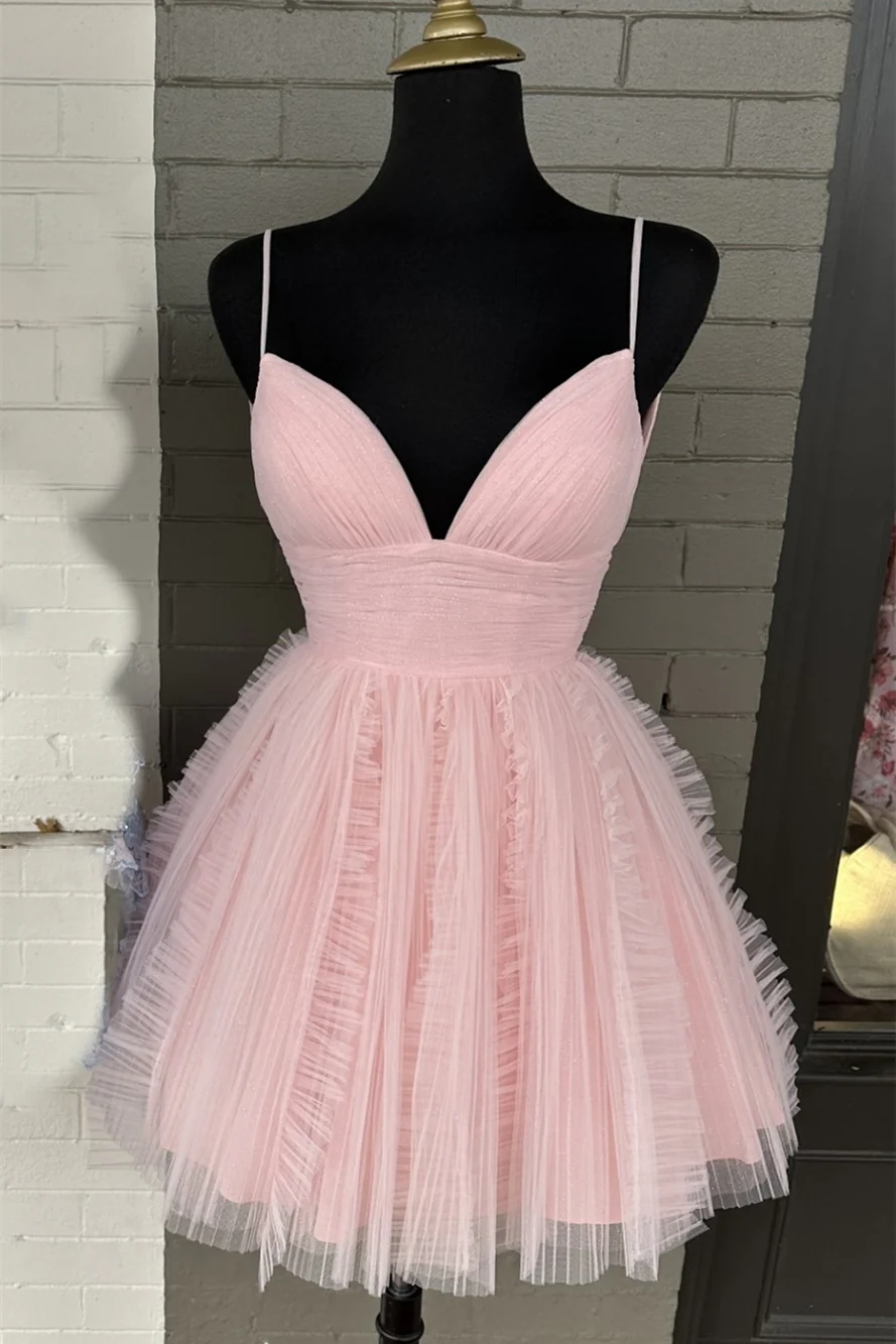 Light Blue Straps A-line Short Homecoming Dress - Image 2