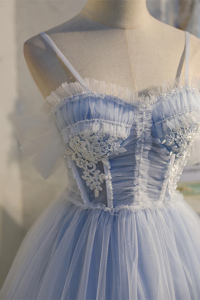 Light Blue Tulle Short A-line Homecoming Dress - Image 4