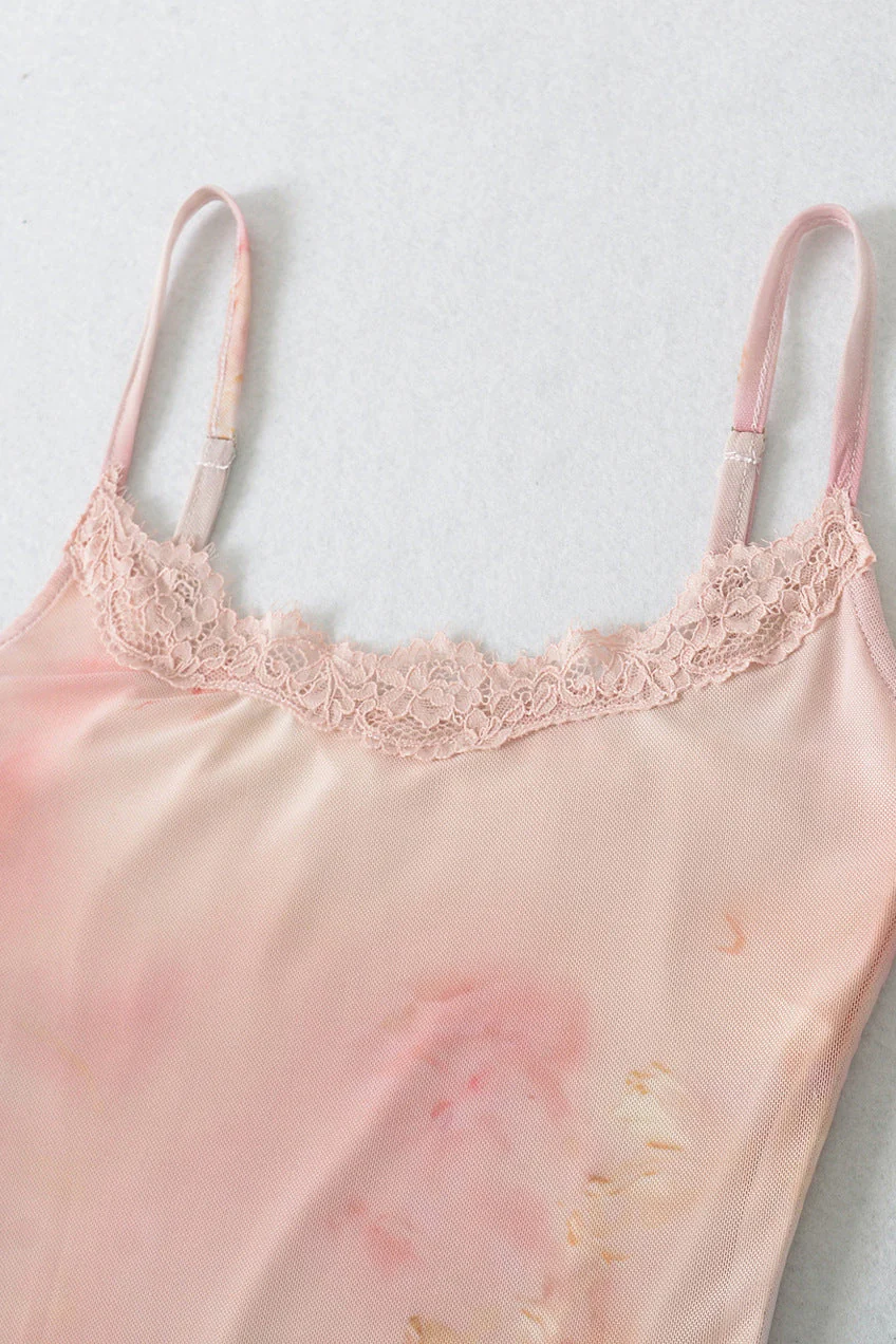 Light Pink Floral Print Mermaid Long Dress - Image 3
