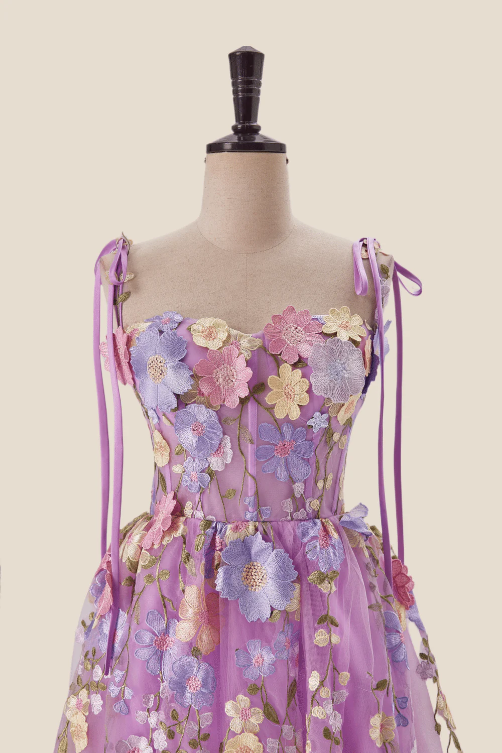 Lilac 3D Floral Tea Length Party Dress - Image 4