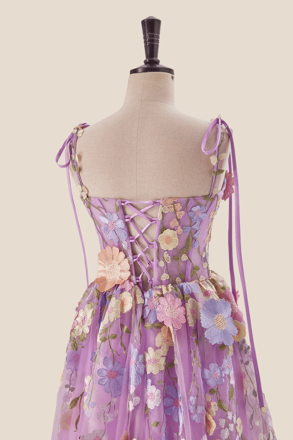 Lilac 3D Floral Tea Length Party Dress - Image 6