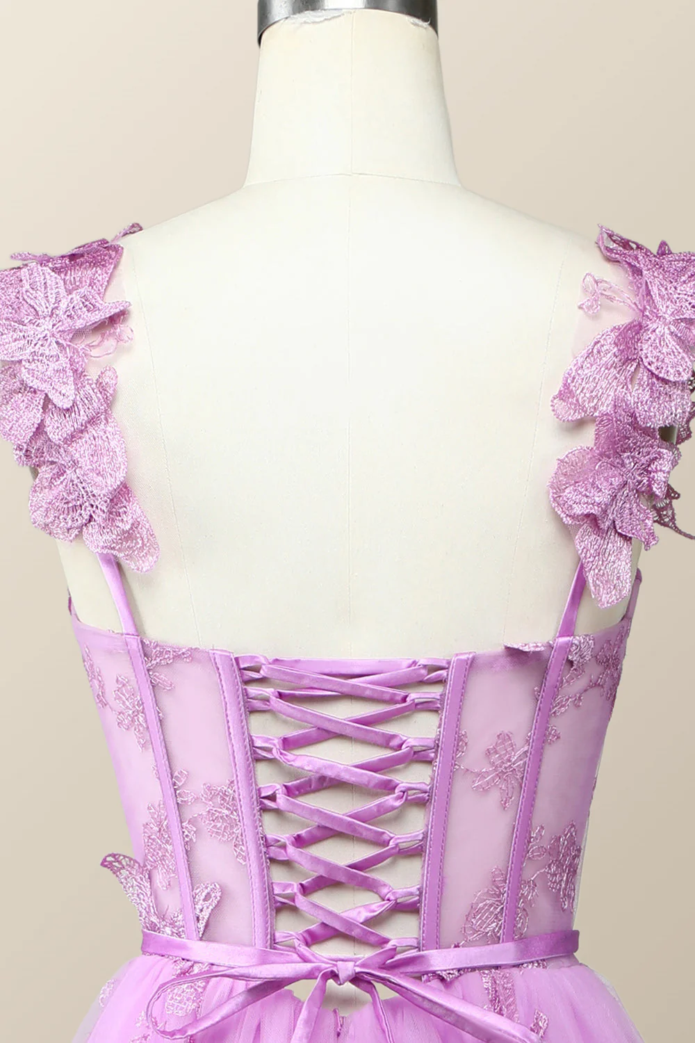Lilac Butterfly Tulle A-line Midi Homecoming Dress - Image 5