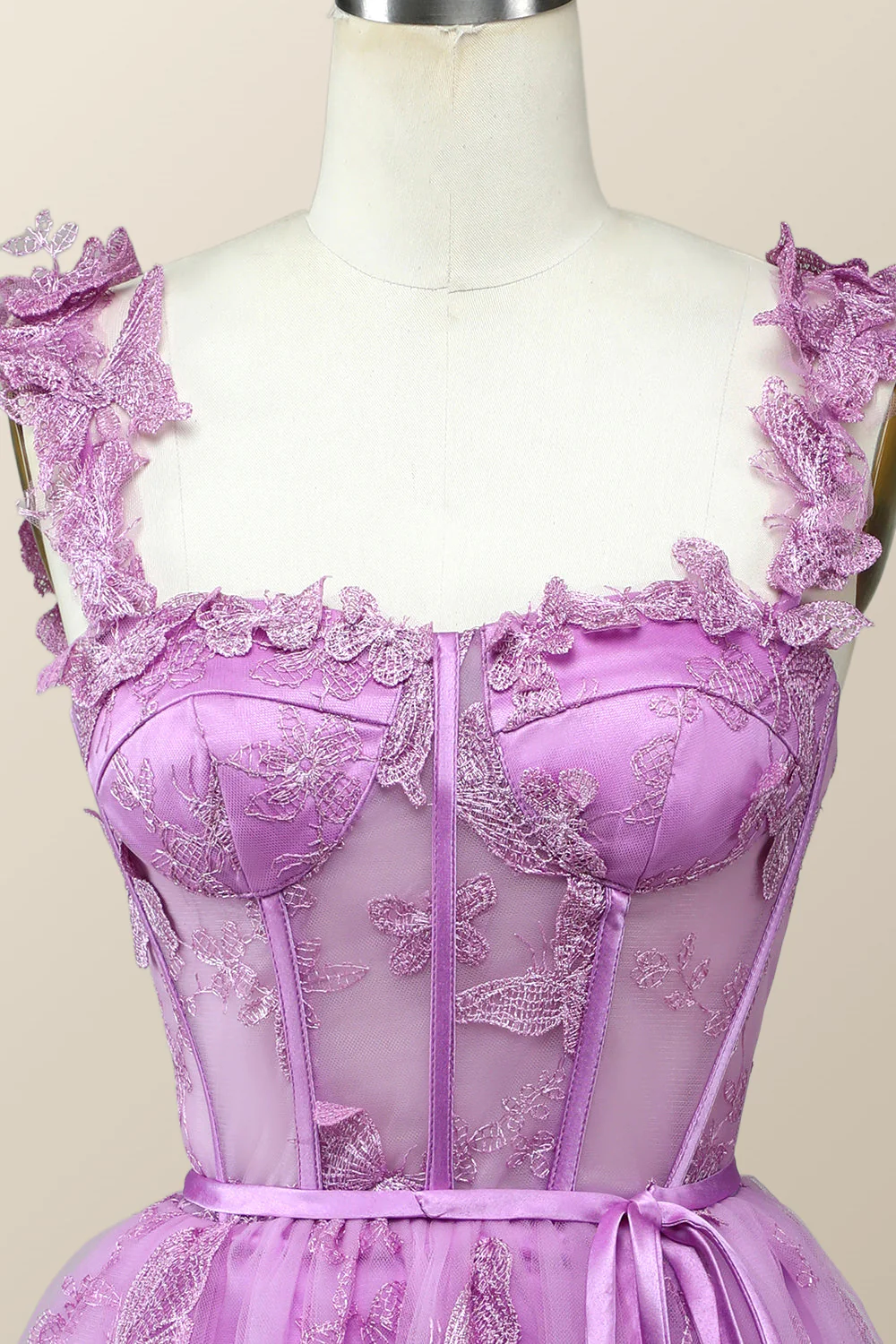 Lilac Butterfly Tulle A-line Short Homecoming Dress - Image 4