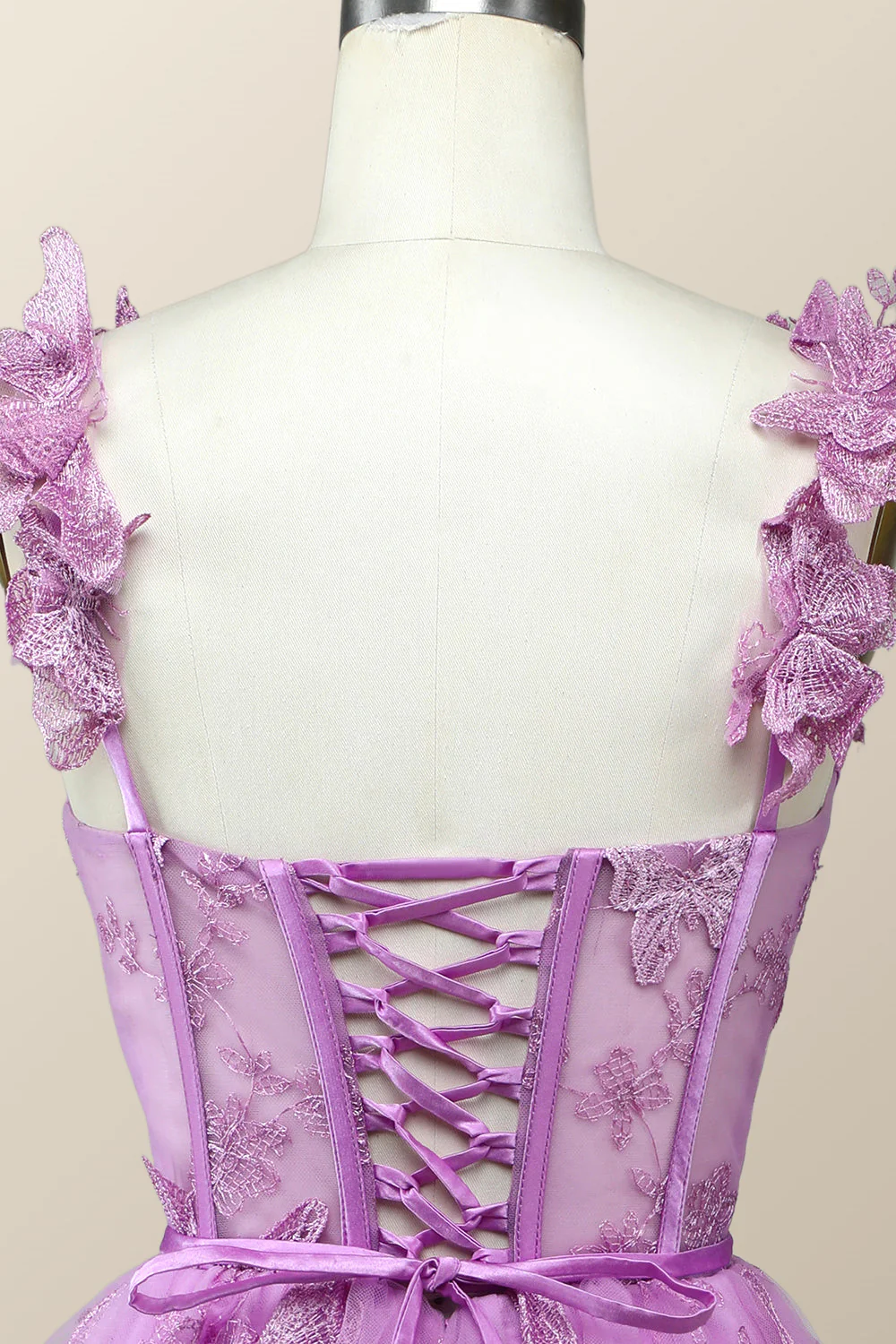 Lilac Butterfly Tulle A-line Short Homecoming Dress - Image 5