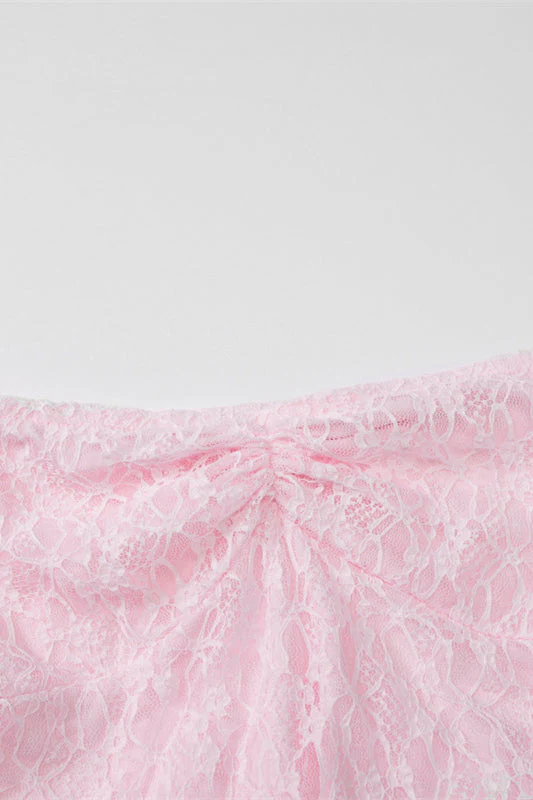Long Sleeves Pink Lace Mermaid Long Party Dress - Image 4