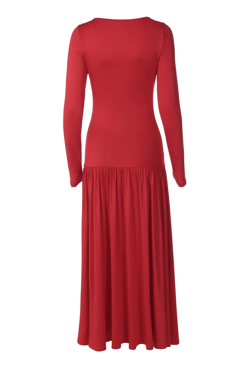 Long Sleeves Red Long Dress - Image 2