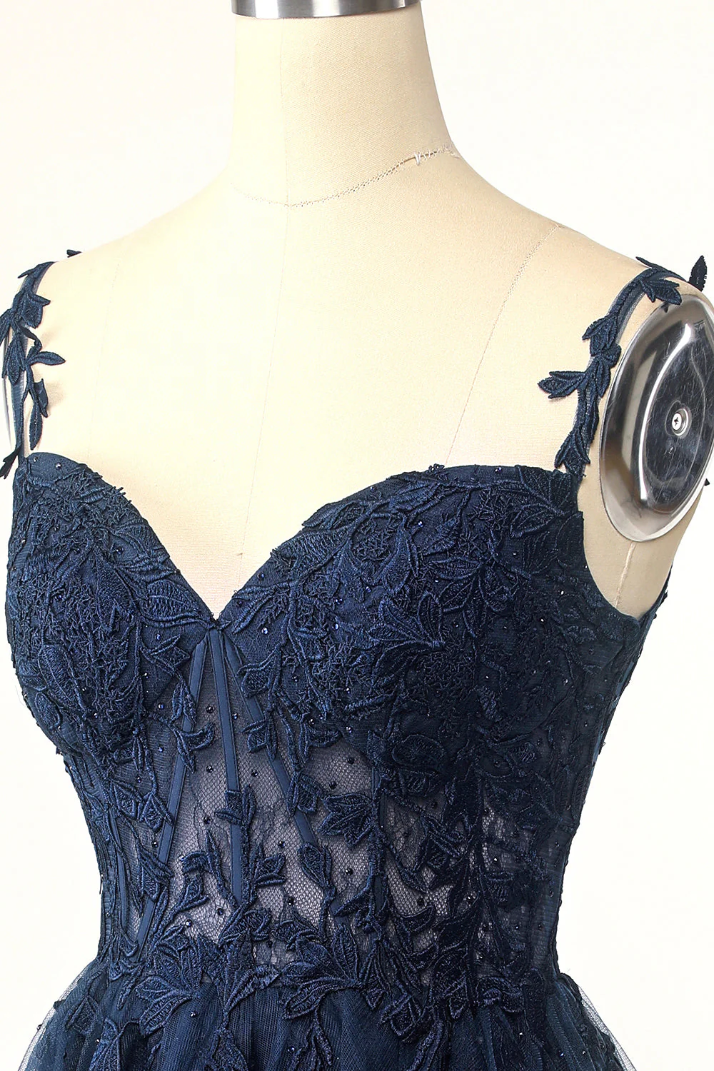 Navy Blue A-line Lace Appliques Short Homecoming Dress - Image 18