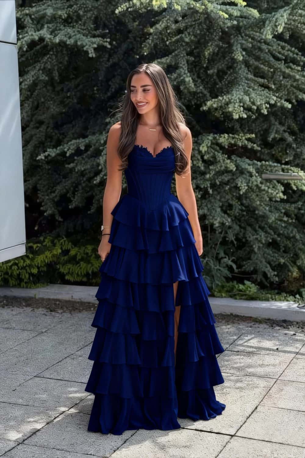 Lavender Corset Chiffon Tiered Formal Gown - Image 9