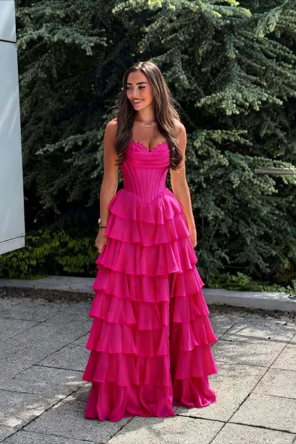 Lavender Corset Chiffon Tiered Formal Gown - Image 15