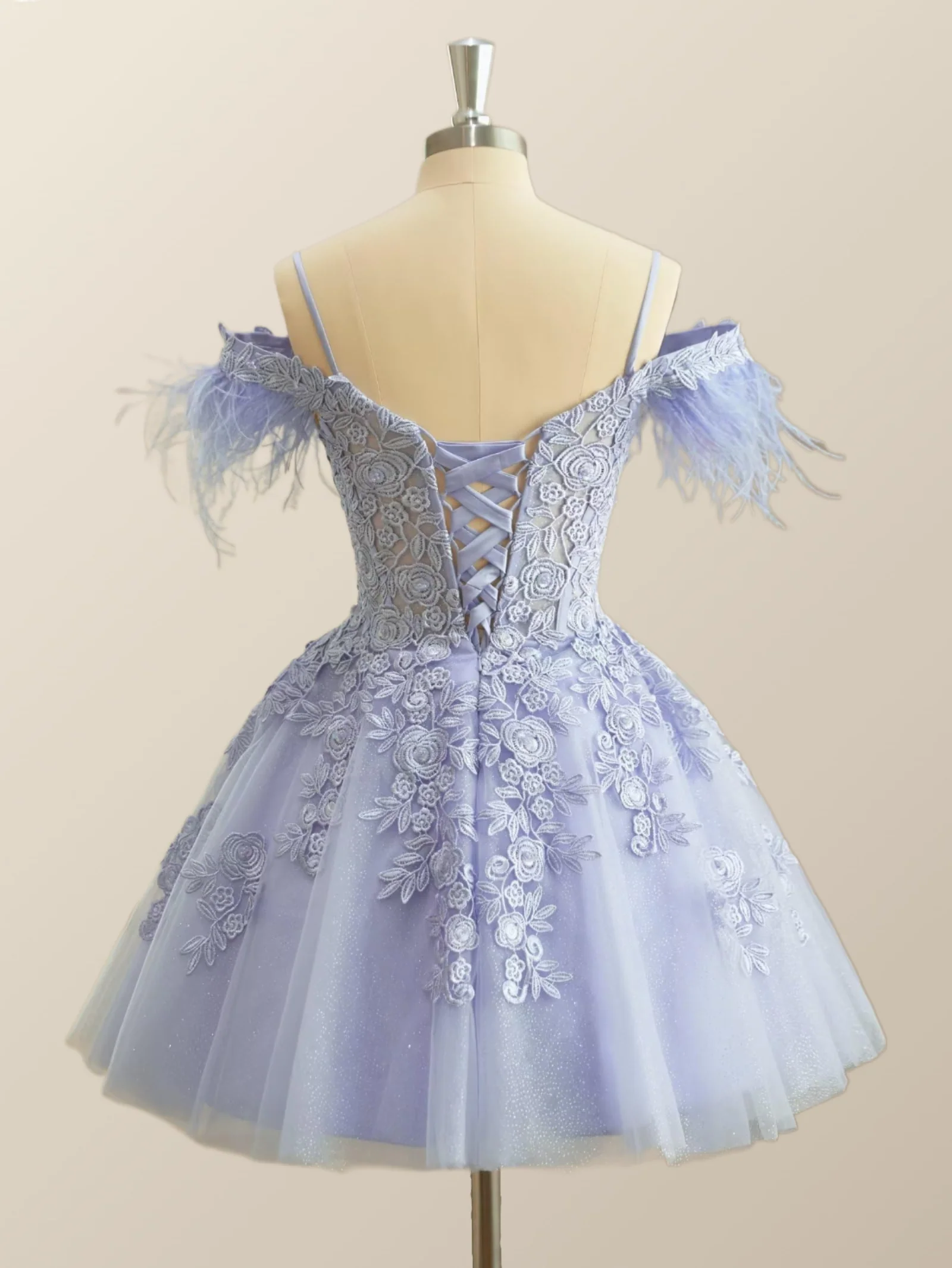 Off the Shoulder Appliques Light Purple A-line Princess Dress - Image 2
