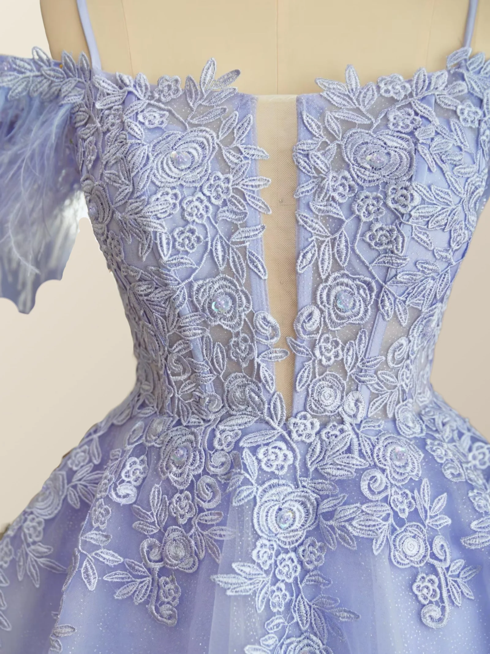 Off the Shoulder Appliques Light Purple A-line Princess Dress - Image 4