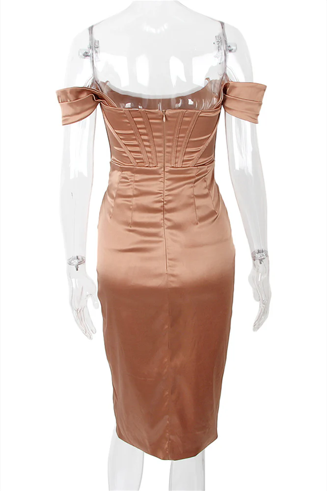 Off the Shoulder Green Party Dress with Slit - Image 10