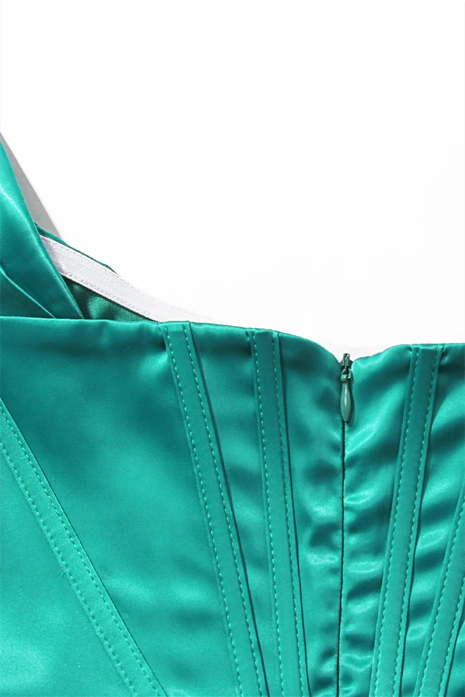 Off the Shoulder Green Party Dress with Slit - Image 5