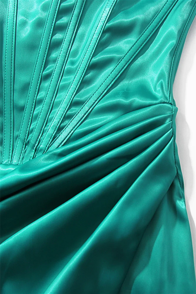 Off the Shoulder Green Party Dress with Slit - Image 6