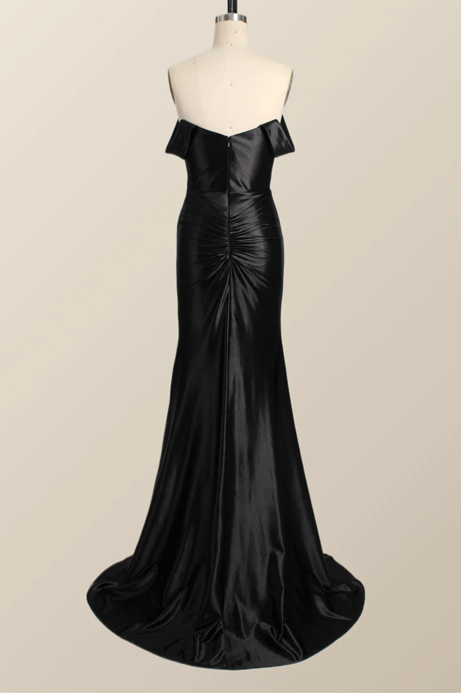 Off the Shoulder Green Satin Mermaid Formal Dress - Image 6