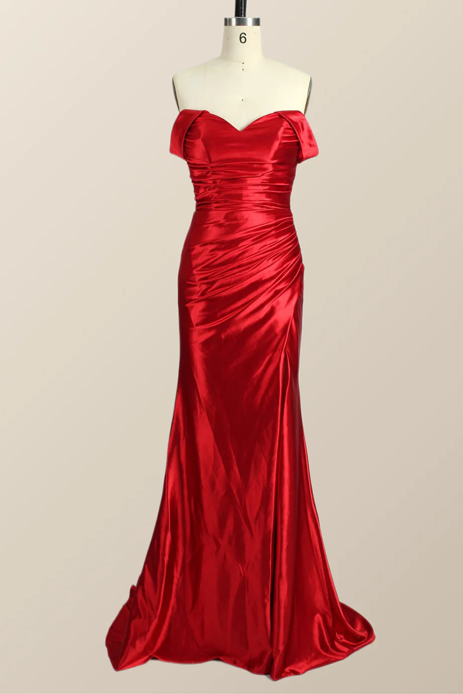 Off the Shoulder Green Satin Mermaid Formal Dress - Image 7