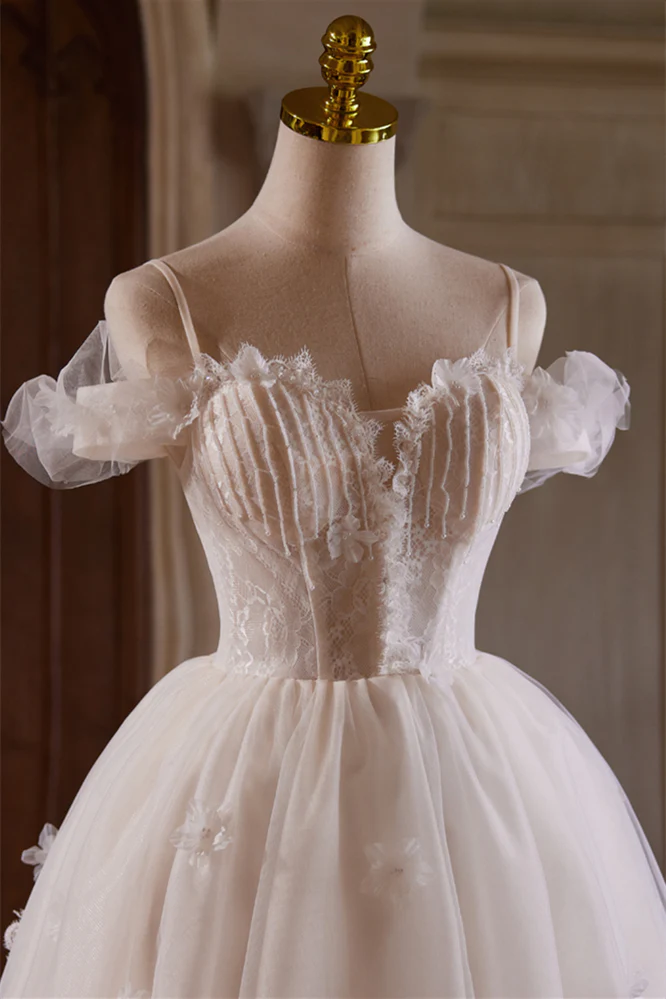 Off the Shoulder Ivroy Lace and Tulle Short Princess Dress - Image 4