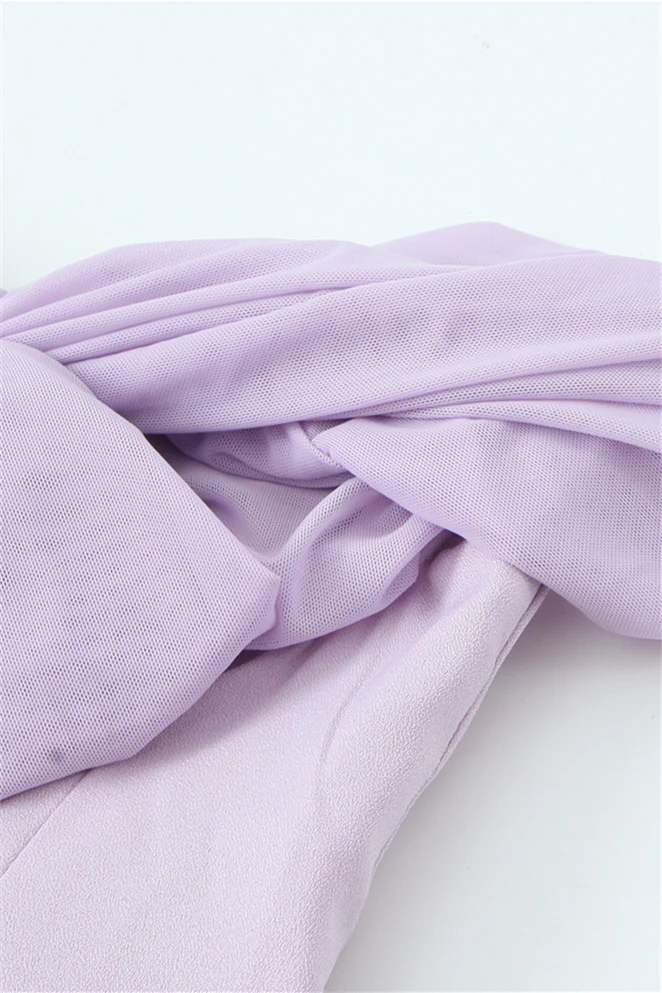 Off the Shoulder Lavender Bow Tie Short Dress - Image 5