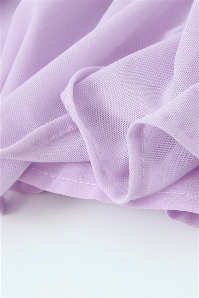 Off the Shoulder Lavender Bow Tie Short Dress - Image 9