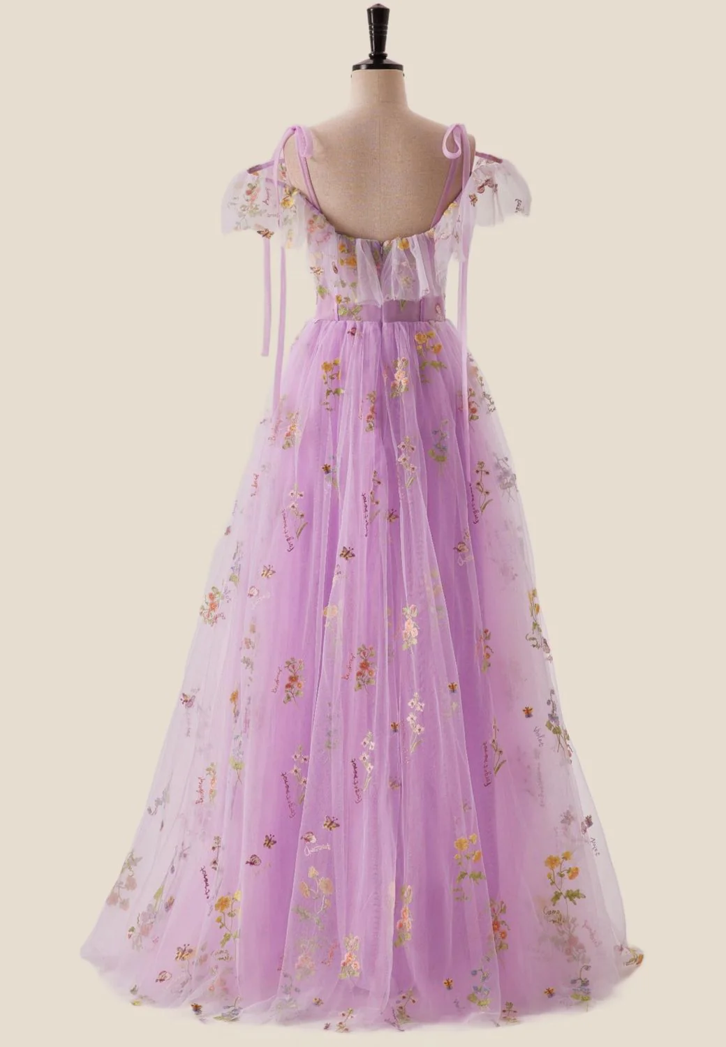 Off the Shoulder Lilac Floral Ruffles Formal Dress - Image 2