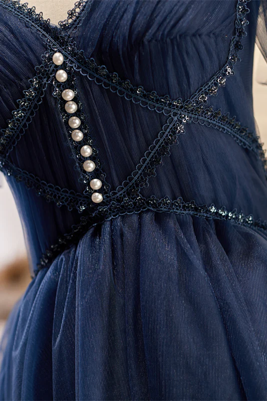Off the Shoulder Navy Blue Corset Short Party Dress - Image 3