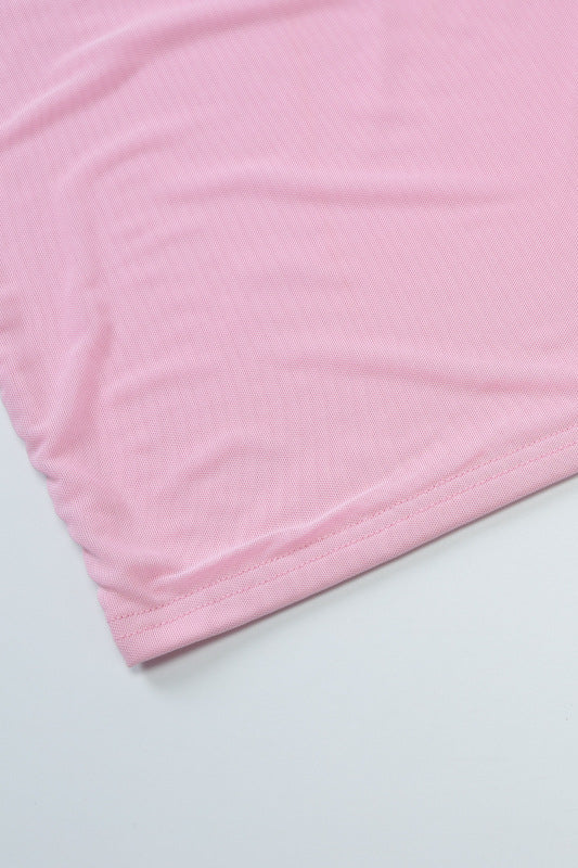 Off the Shoulder Pink Bodycon Short Dress with Ribbon - Image 6