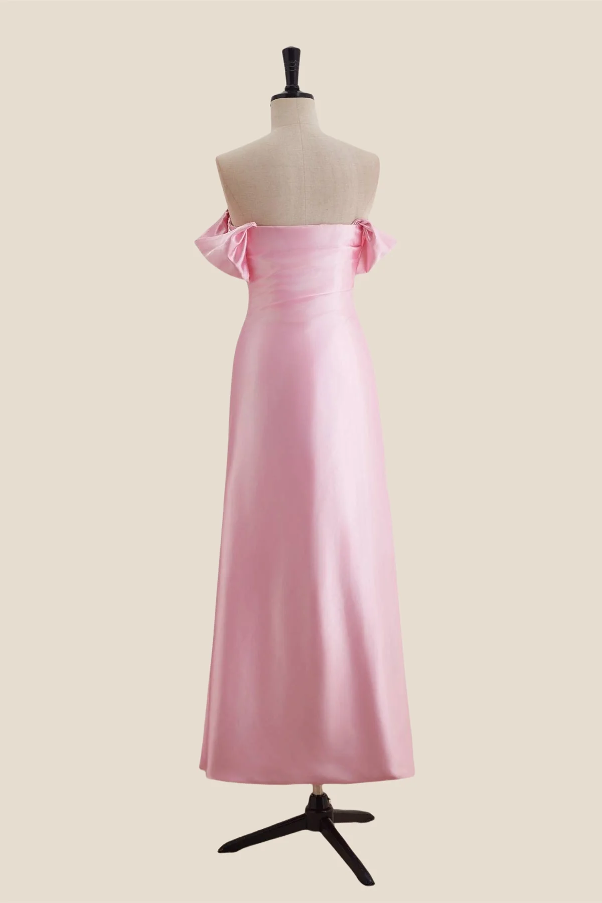 Off the Shoulder Pink Ruched Long Dress - Image 2