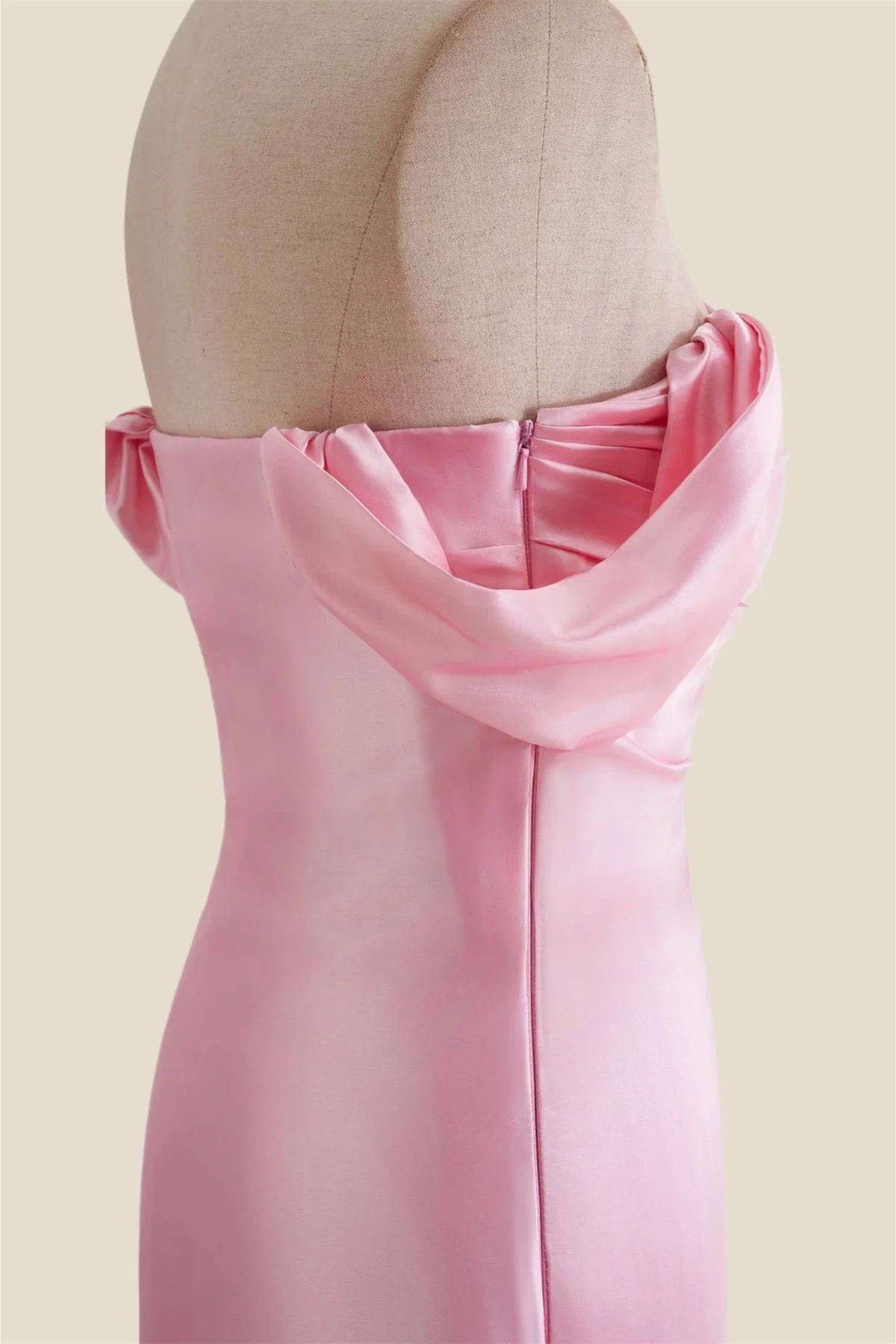 Off the Shoulder Pink Ruched Long Dress - Image 7