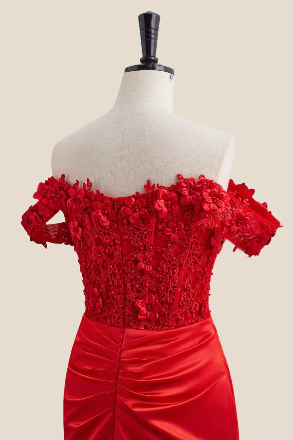 Off the Shoulder Red Floral Bodycon Short Dress - Image 7