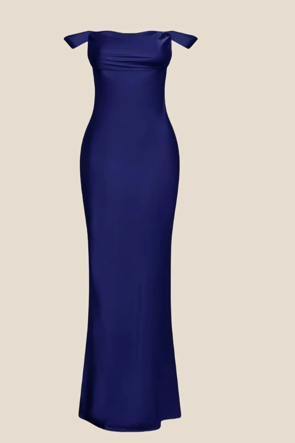 Off the Shoulder Red Soft Satin Long Dress - Image 6