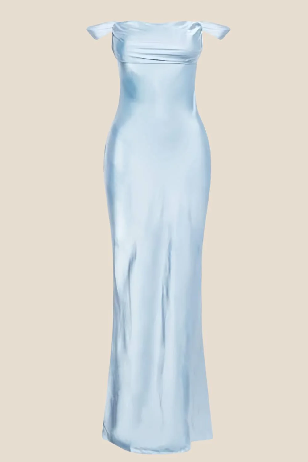 Off the Shoulder Red Soft Satin Long Dress - Image 7