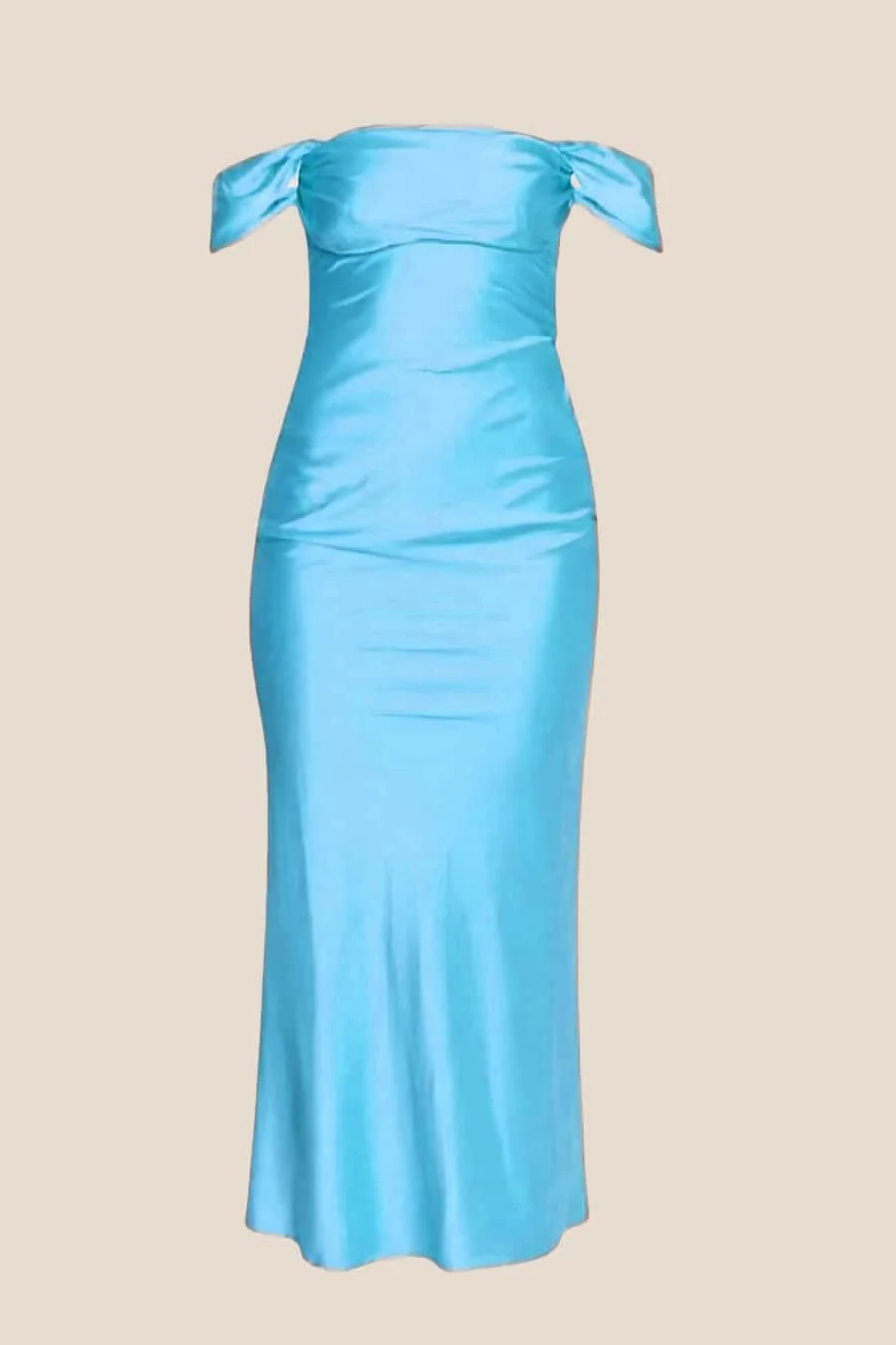 Off the Shoulder Red Soft Satin Long Dress - Image 9