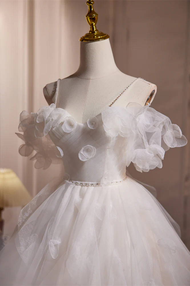 Off the Shoulder White Tulle Short Princess Dress - Image 4