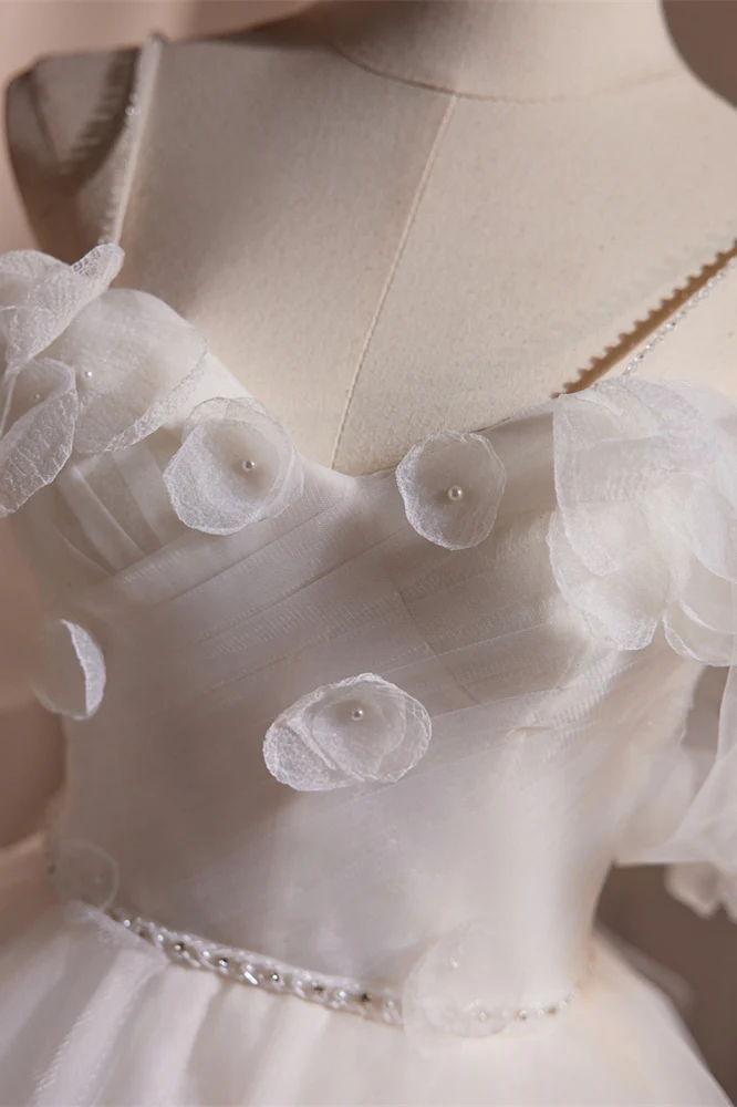 Off the Shoulder White Tulle Short Princess Dress - Image 5