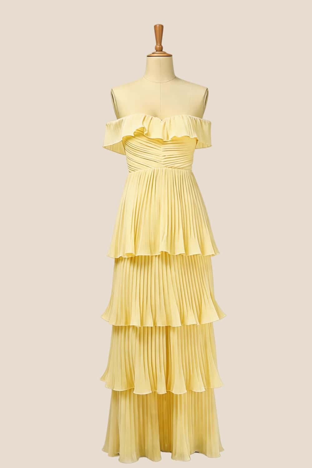 Off the Shoulder Pink Pleated Maxi Dress - Image 6