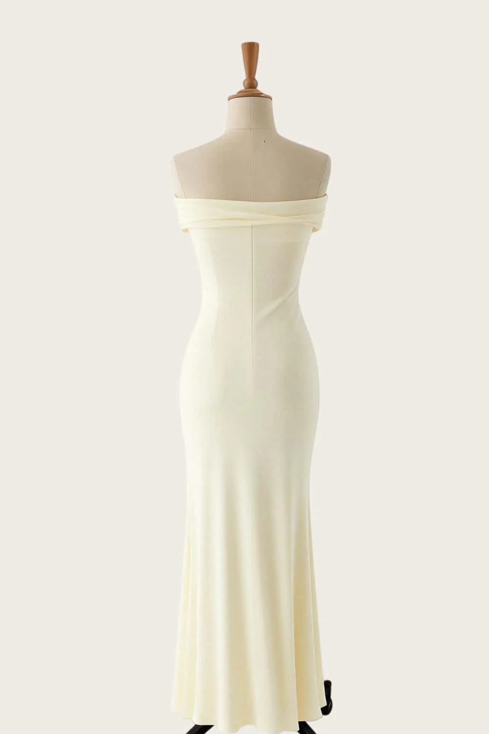 Off the Shoulder Yellow Twist Fitted Long Dress - Image 2