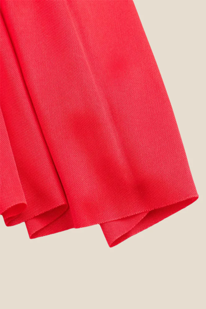 One Shoulder Red High Waist Pleated Long Dress - Image 9