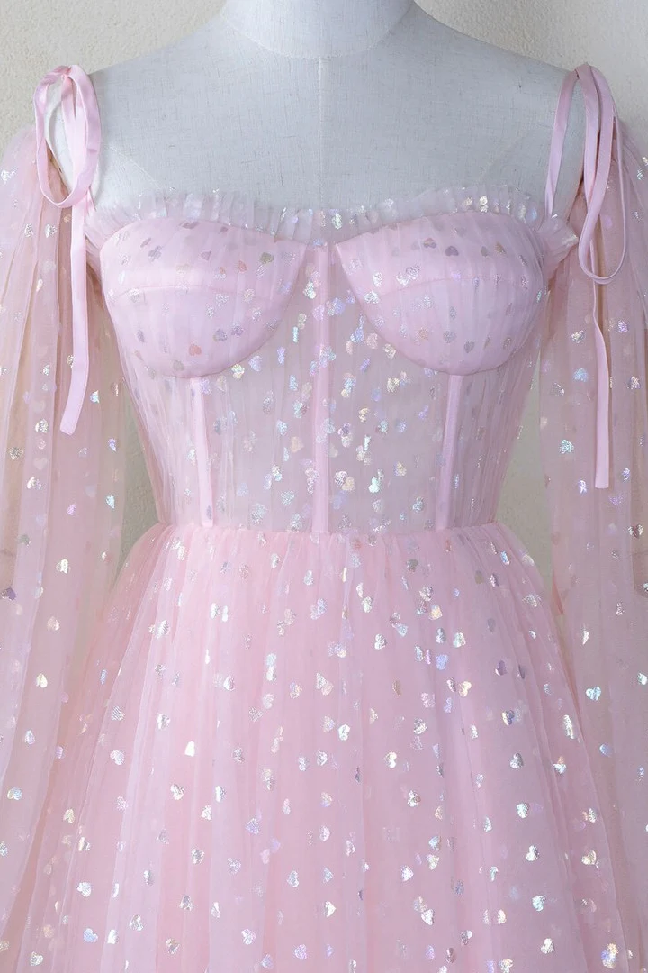 Pink Coset Short Dress with Puffy Sleeves - Image 4