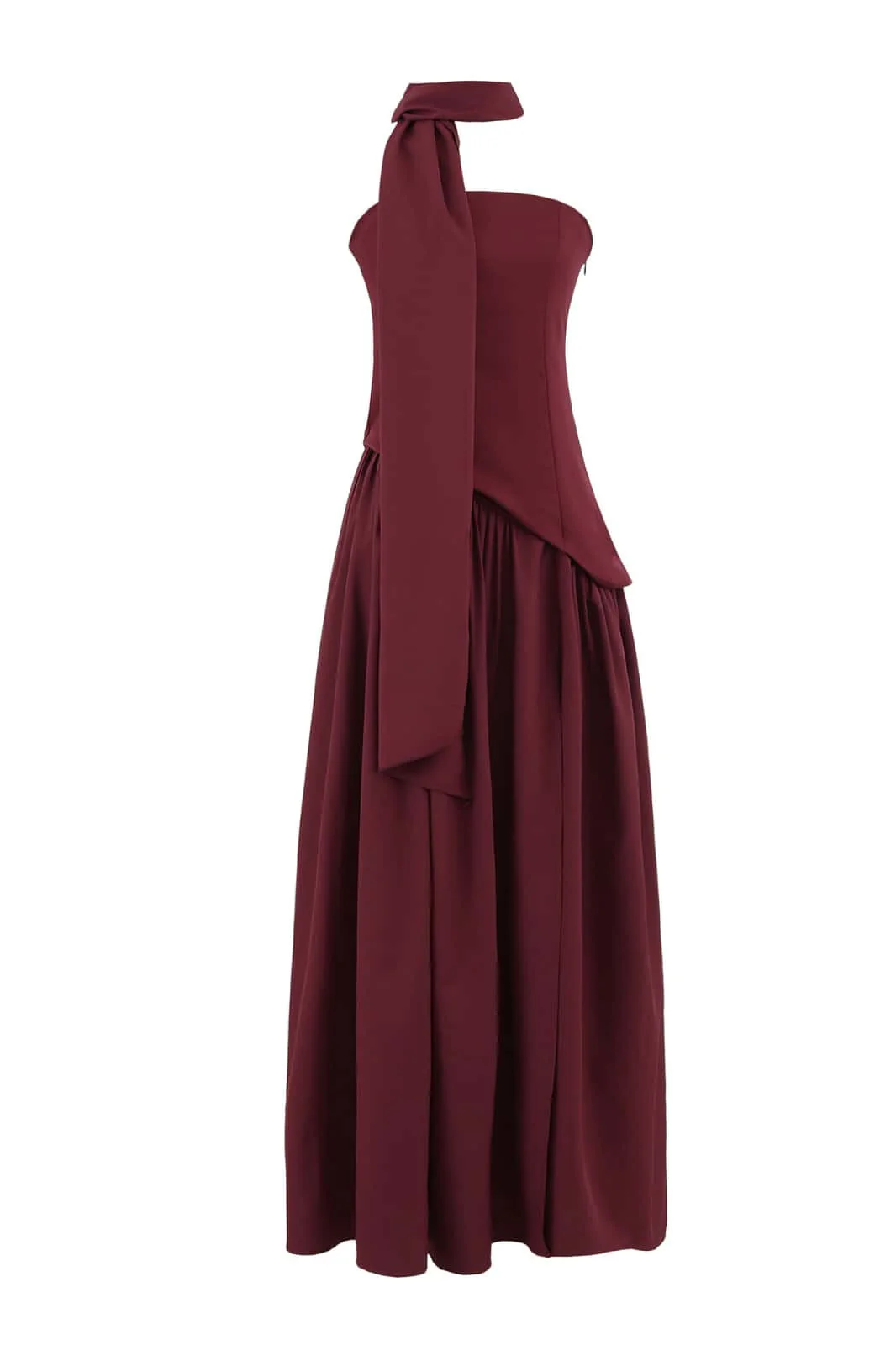 Pink Crepe Bodice Gathered Long Dress - Image 2