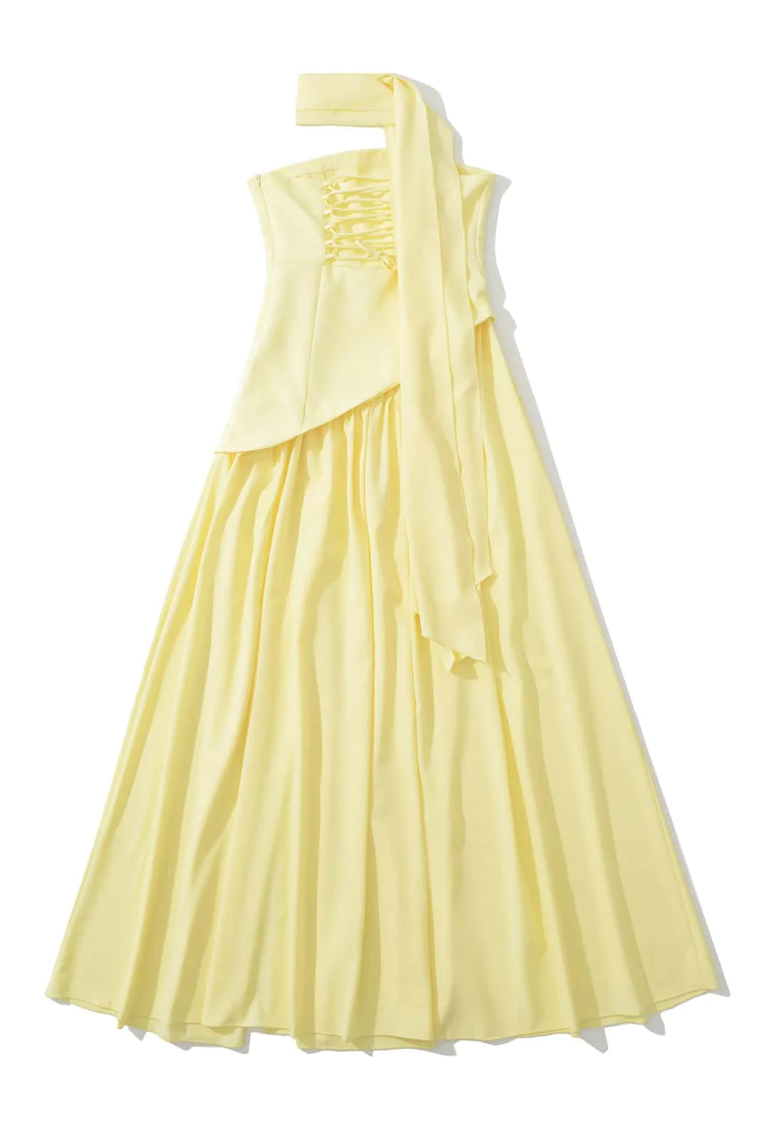 Pink Crepe Bodice Gathered Long Dress - Image 5