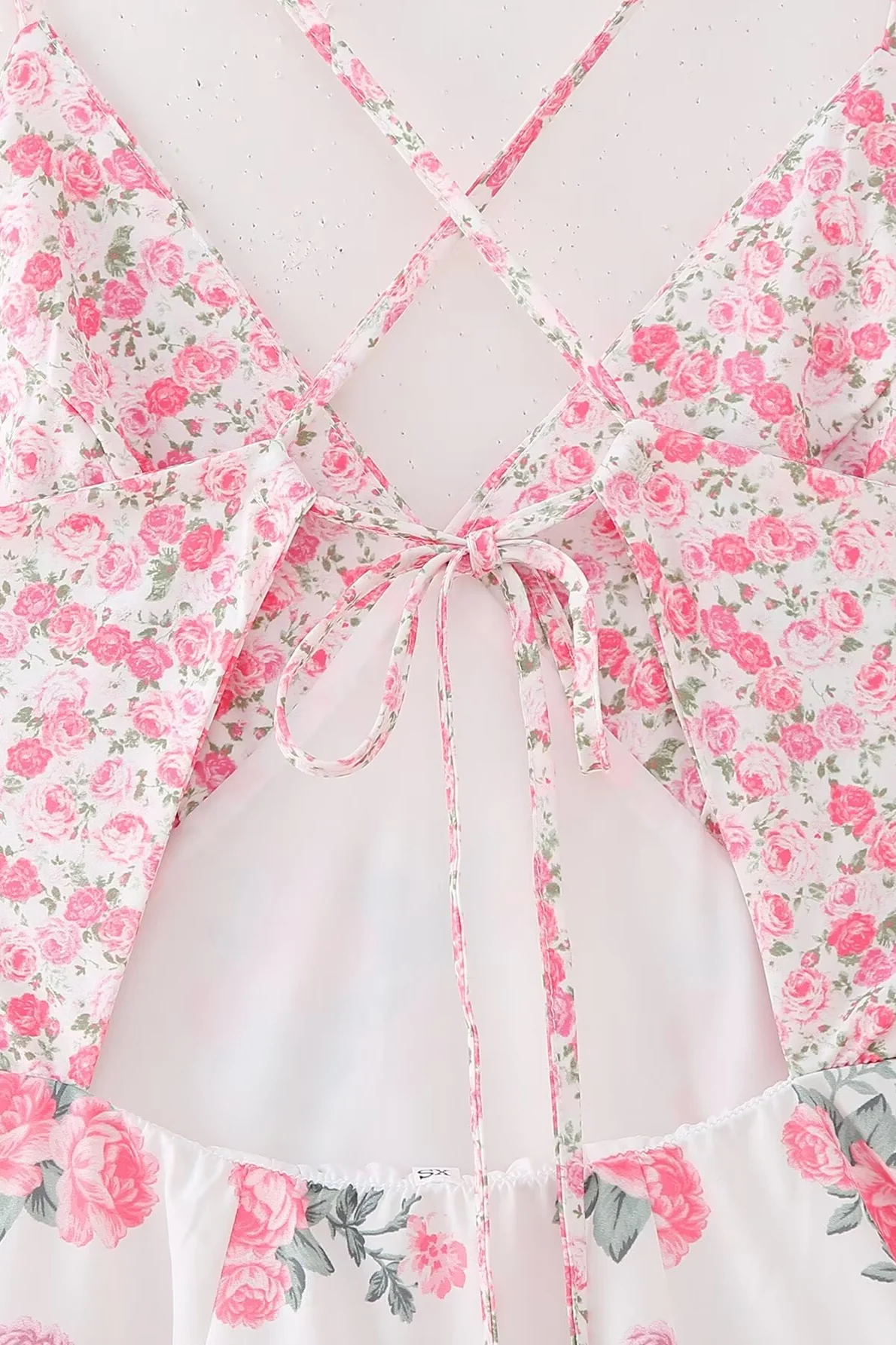 Pink Floral Print Ruffles Long Summer Dress - Image 4