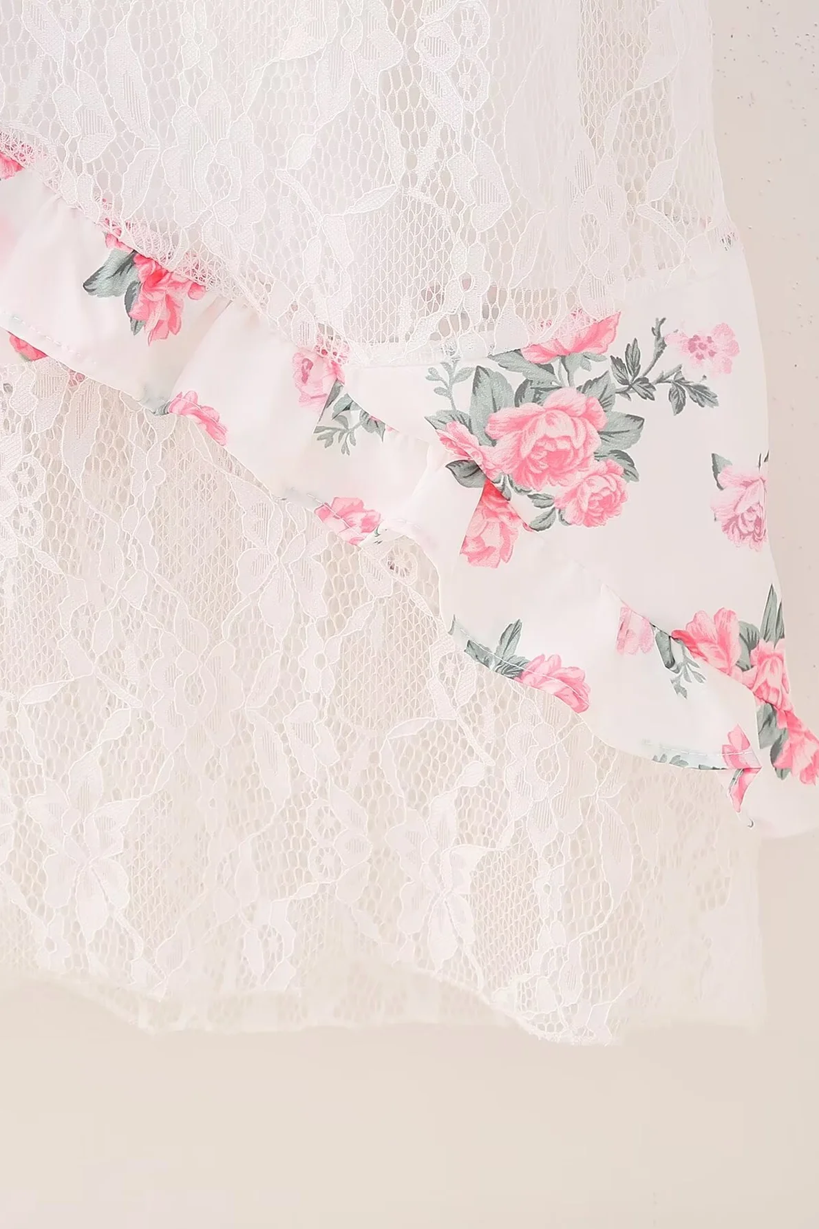Pink Floral Print Ruffles Long Summer Dress - Image 5